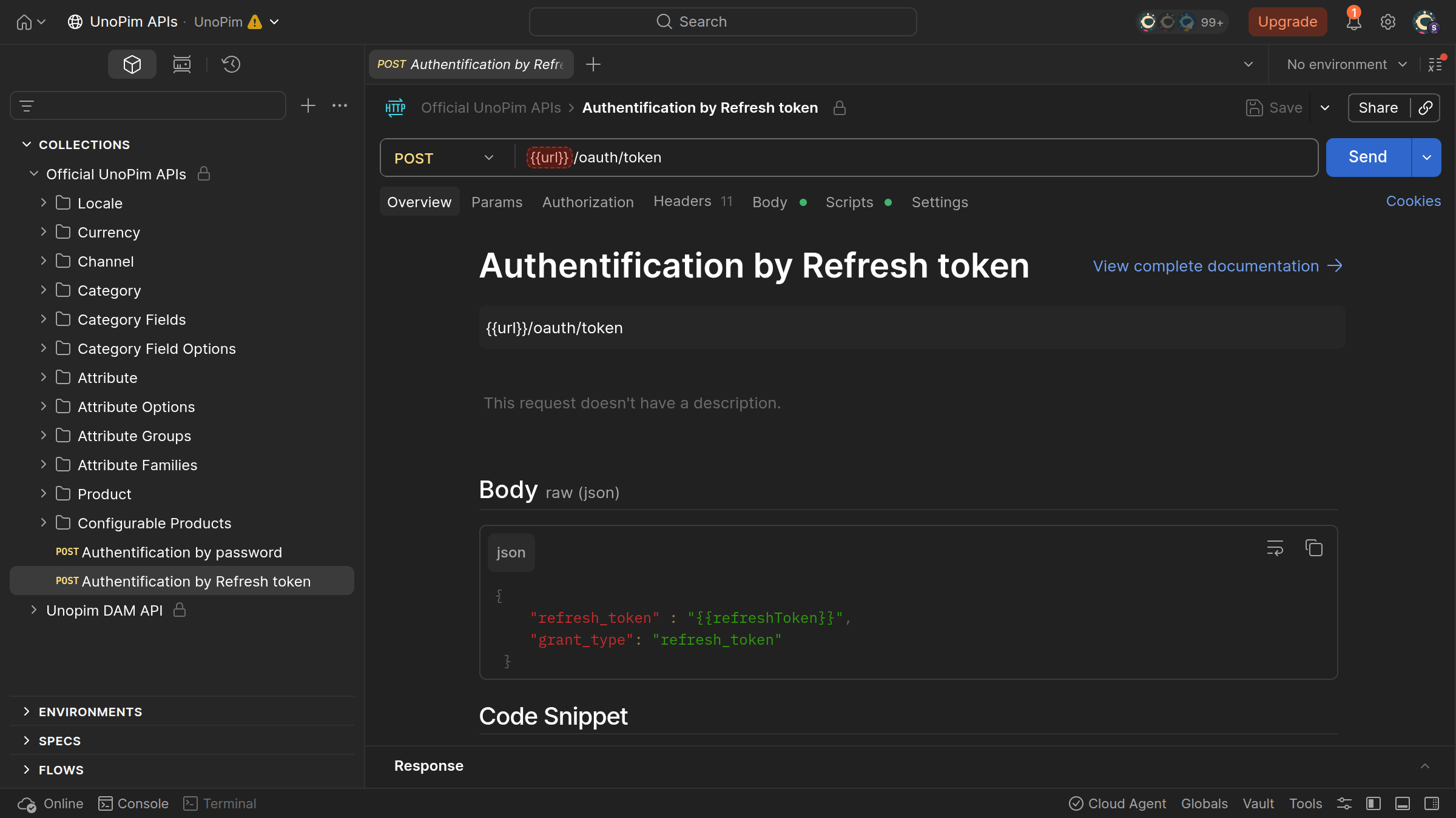 Postman collection export